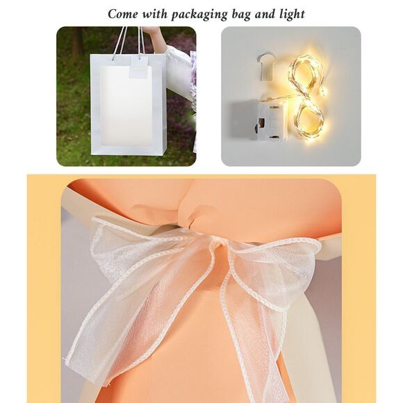 Red Crochet Flower Bouquet Roses LED Wedding Birthday Gift for Mom Girlfriend - Picture 3 of 4